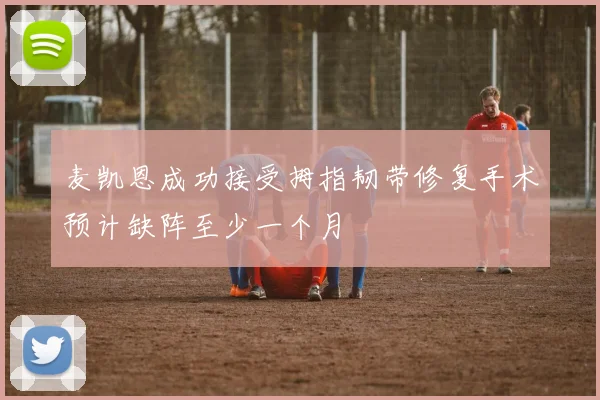 麦凯恩成功接受拇指韧带修复手术预计缺阵至少一个月